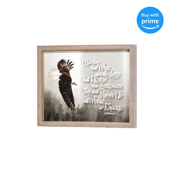 Wait Upon the Lord Renew Strength Black Eagle 12 x 15 Wood Decorative Wall  Sign Plaque