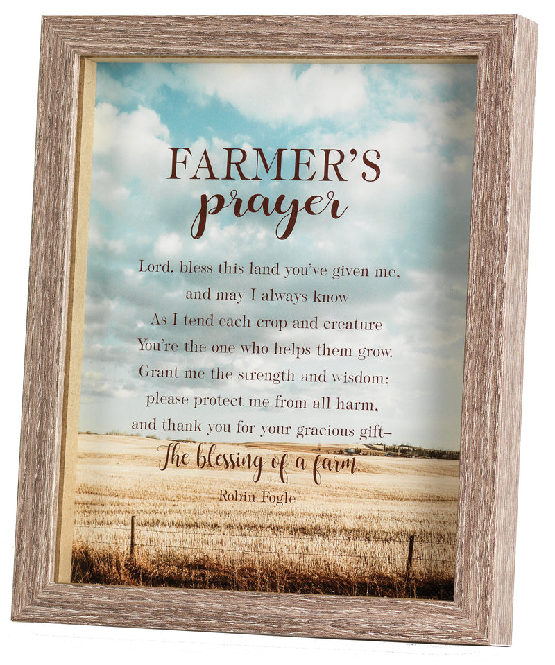 Farmer's Prayer Blessing Blue Sky 11 x 9 Wood Decorative Wall and Tabletop Sign Plaque