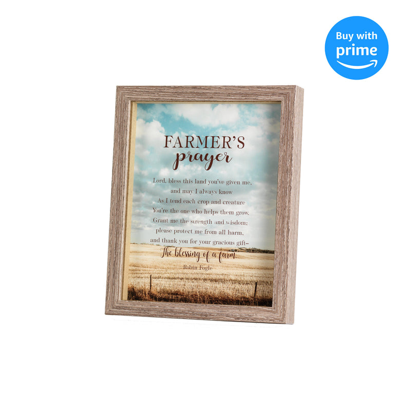 Farmer's Prayer Blessing Blue Sky 11 x 9 Wood Decorative Wall and Tabletop Sign Plaque