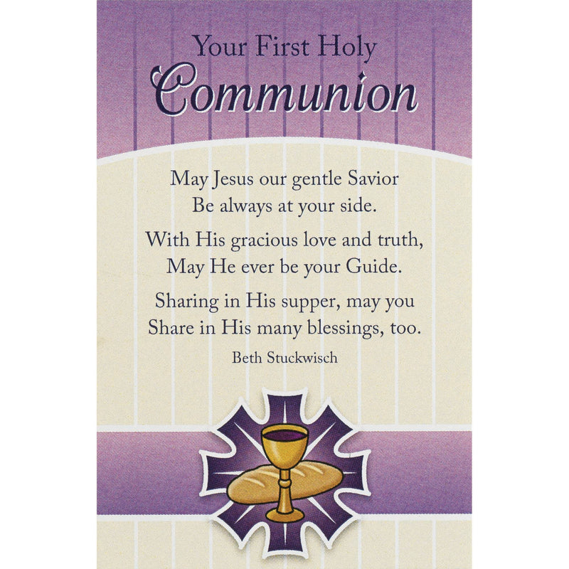 First Holy Communion Purple 3 x 2 Cardstock Itty Bitty Bookmarks Pack of 24