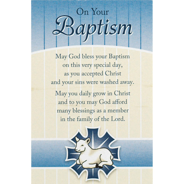 On Your Baptism Lamb Blue 3 x 2 Cardstock Itty Bitty Bookmarks Pack of 24
