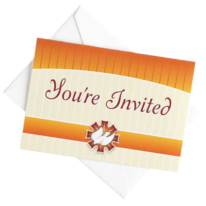 Confirmation Orange 5 x 4 Paper Invitation Cards and Envelopes Pack of 10