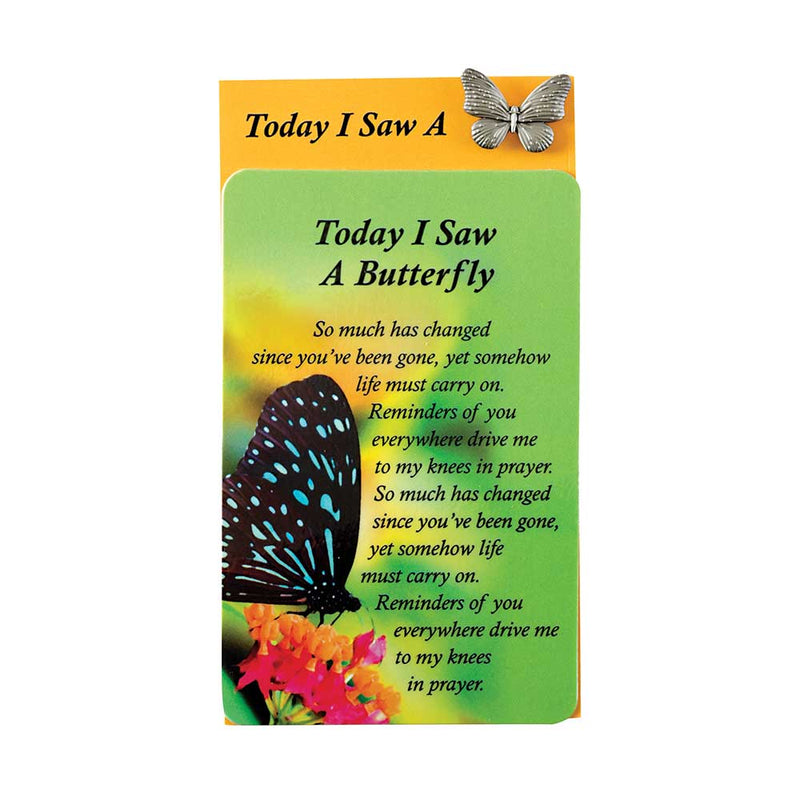 Today I Saw A Butterfly Green 1 x 1 Inch Cardstock Pocket Card and Pin