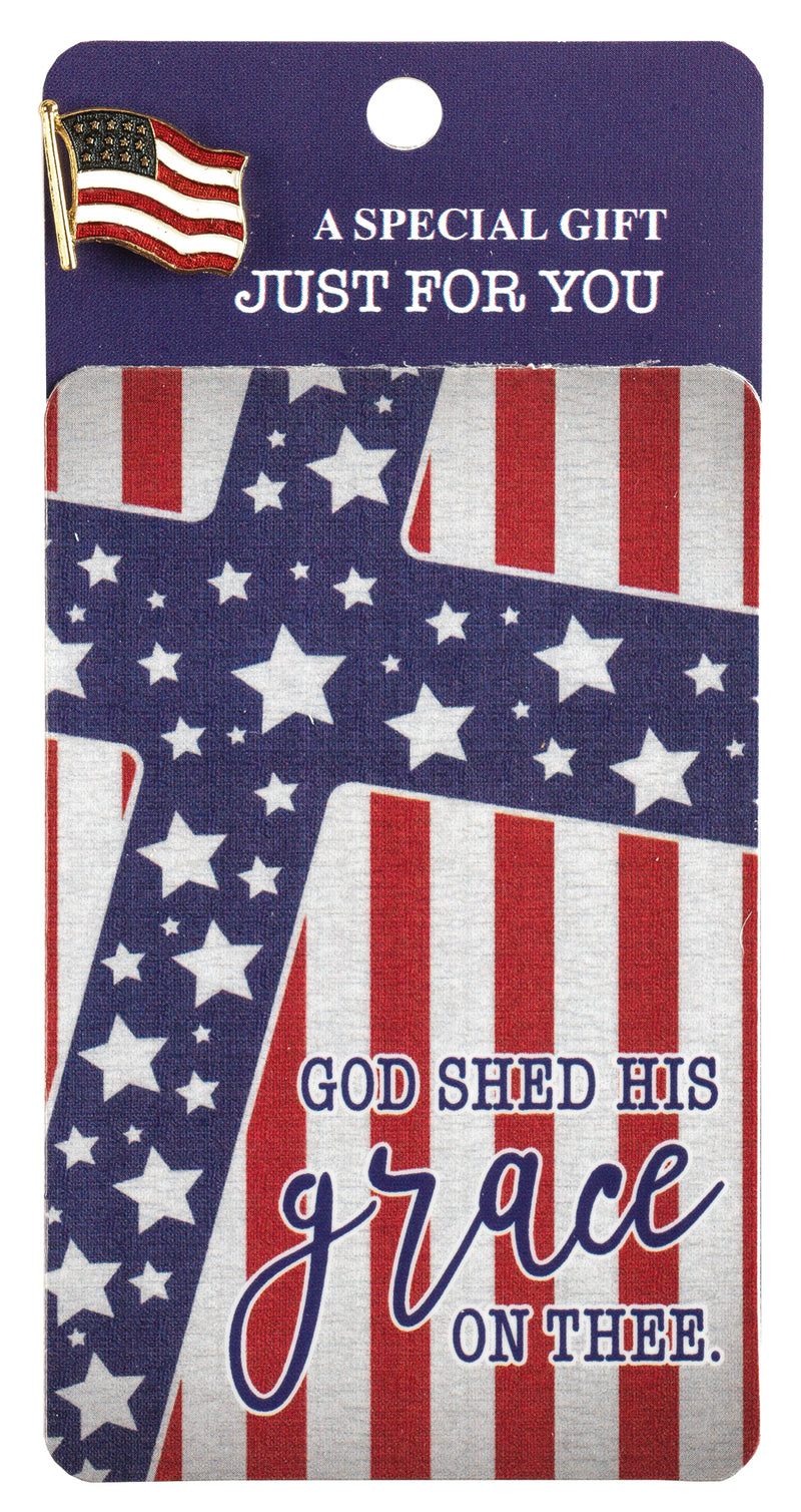 Shed His Grace Patriotic Stars Stripes 2.5 x 4 Cardstock Bookmark