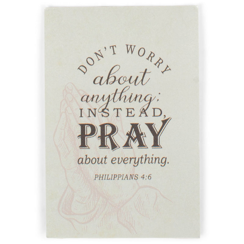 Don't Worry Instead Pray Creamy White Jesus 3 inch Resin Decorative Tabletop Figurine With Card