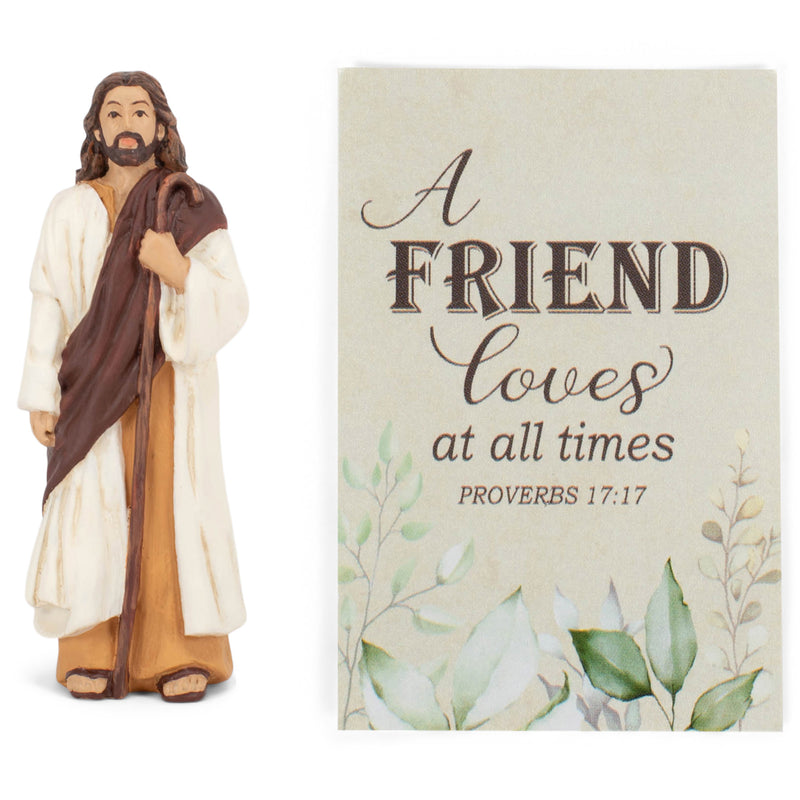 A Friend Loves Weathered Brown Jesus 3 inch Resin Decorative Tabletop Figurine With Card