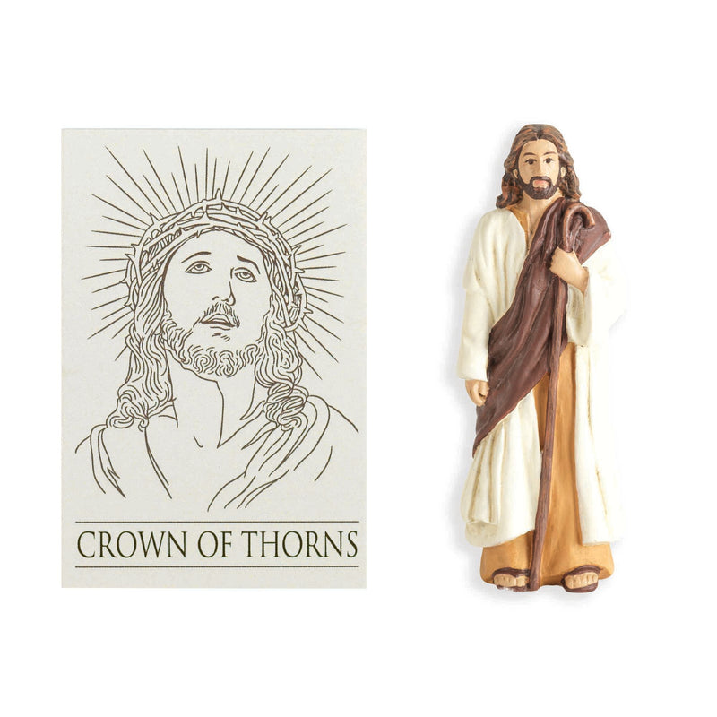 Crown Of Thorns Natural Brown 3 inch Resin Stone Tabletop Figurine and Card