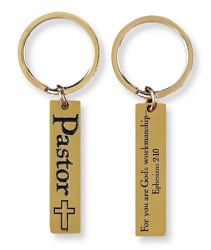Dicksons Pastor Ephesians 2:10 Gold Finish Christian Metal Key Ring Keychain