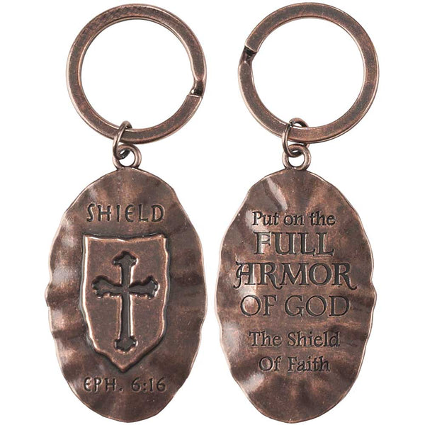 Full Armor of God Ephesians 6:16 Bronze Color Metal Key Chain