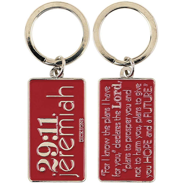 Dicksons Jeremiah 29:11 Hope and a Future Red Silver Epoxy Christian Key Ring Keychain