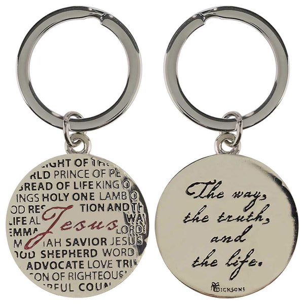Dicksons The Way Truth and Life Jesus Chrome Epoxy Christian Key Ring Keychain