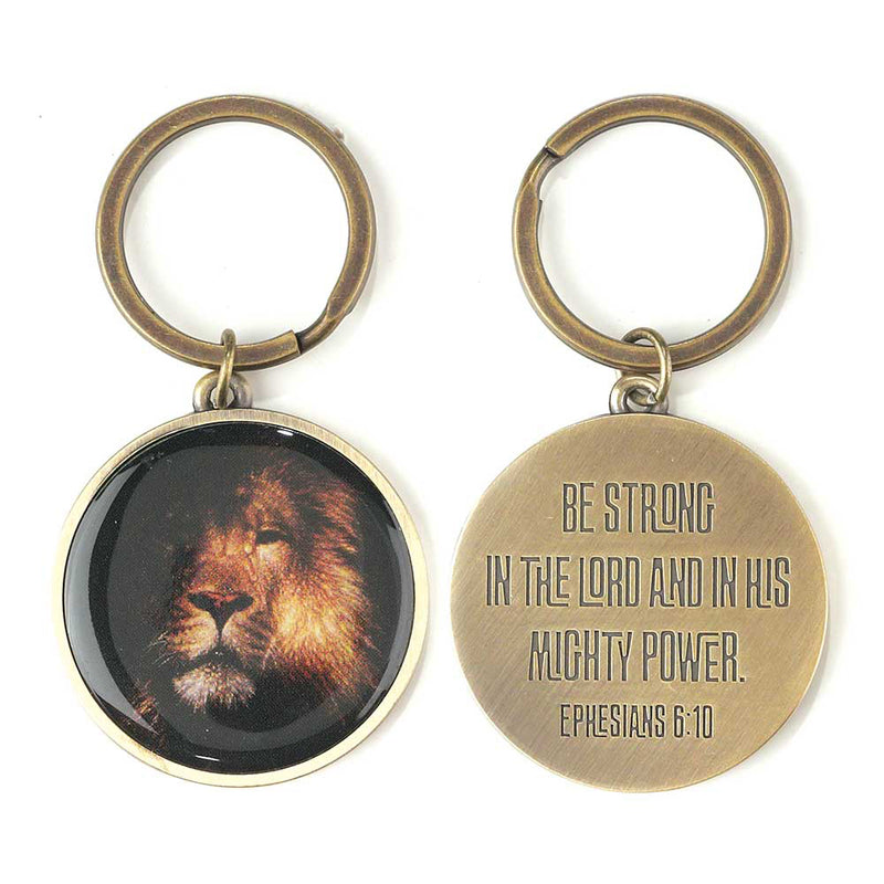 Dicksons Be Strong in The Lord Ephesians 6:10 Lion Epoxy Christian Key Ring Keychain
