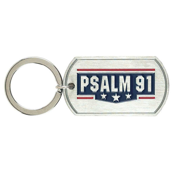 Dicksons Patriotic He is My Refuge Psalm 91:2 Brushed Silver Christian Key Ring Keychain