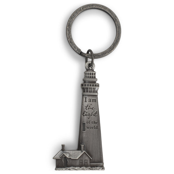 Light Of The World Silver Tone Lighthouse 2 inch Zinc Alloy Automotive Key Chain Ring Accessory