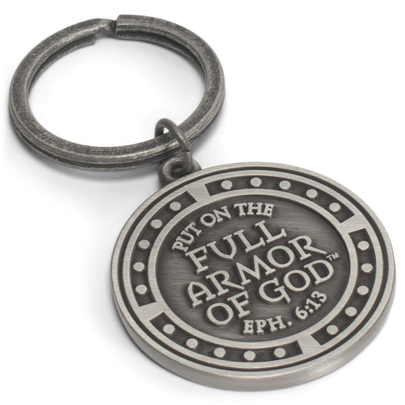 Full Armor of God Silver Tone 2 inch Zinc Alloy Automotive Key Chain Ring Accessory