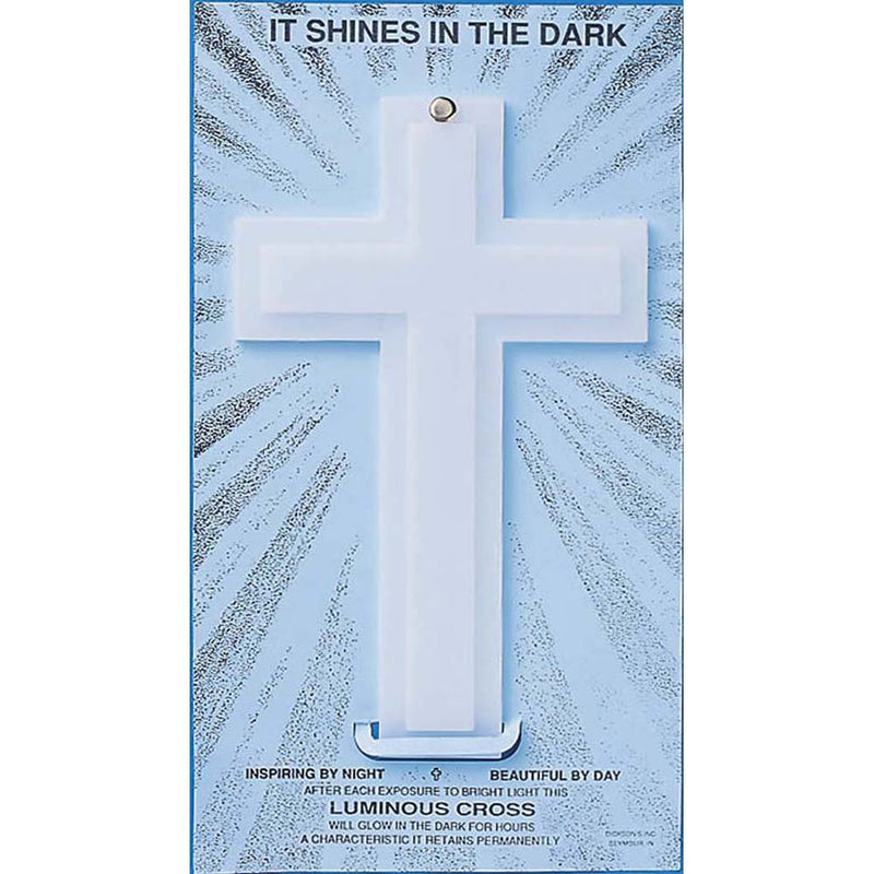 Large Luminous White Cross White 6 x 10 Plastic Glow in The Dark Wall Plaque