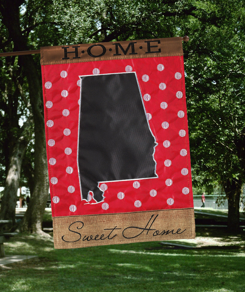 Magnolia Garden State of My Heart Alabama Home Sweet Home Red 13 x 18 Small Double Applique Burlap Outdoor House Flag