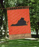 Magnolia Garden State of My Heart Virginia Home Sweet Home Orange 13 x 18 Small Double Applique Burlap Outdoor House Flag