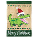 Magnolia Garden Merry Christmas Alligator Green 13 x 18 Small Double Applique Outdoor Holiday House Flag