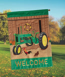 Magnolia Garden Fall Tractor Tractor Green 13 x 18 Small Double Applique Outdoor Harvest House Flag