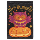 Magnolia Garden Happy Halloween Owl Black 13 x 18 Small Double Applique Outdoor Halloween House Flag