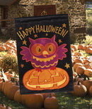 Magnolia Garden Happy Halloween Owl Black 13 x 18 Small Double Applique Outdoor Halloween House Flag