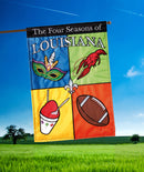 Magnolia Garden The Four Seasons of Louisiana Fleur-de-lis 13 x 18 Small Double Applique Outdoor House Flag