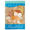 Magnolia Garden Coastal Thanksgiving Bountiful Beach 13 x 18 Small Double Applique Outdoor Harvest House Flag