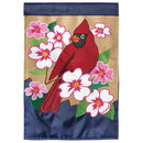 Magnolia Garden Vibrant Pink Blue Red Cardinal 19 x 13 Burlap Small House Flag