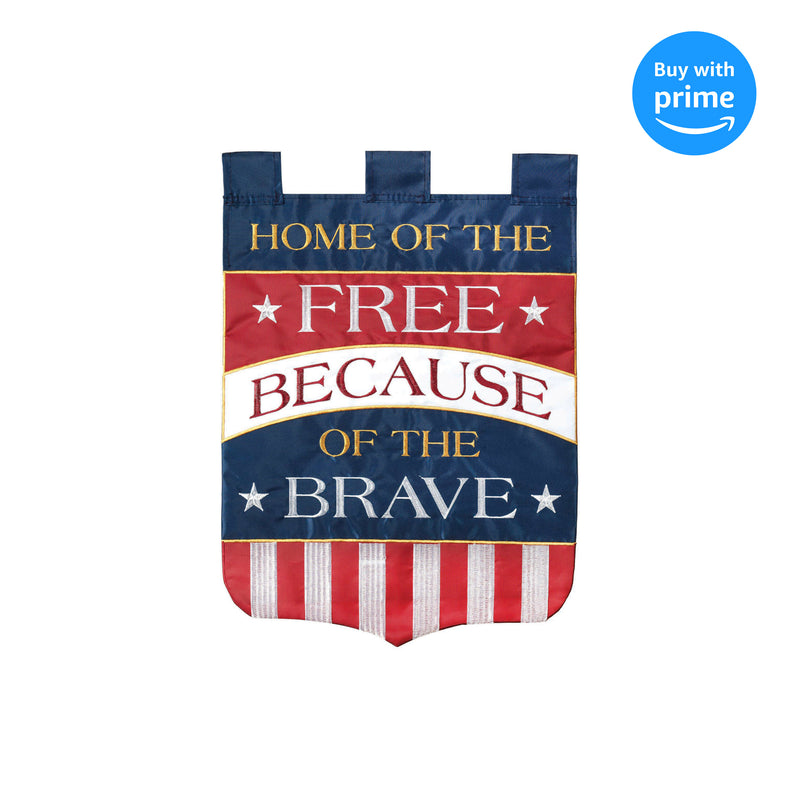 Dicksons Home of The Free Because of The Brave Red White 19 x 7 Large Polyester Outdoor Hanging Garden Flag