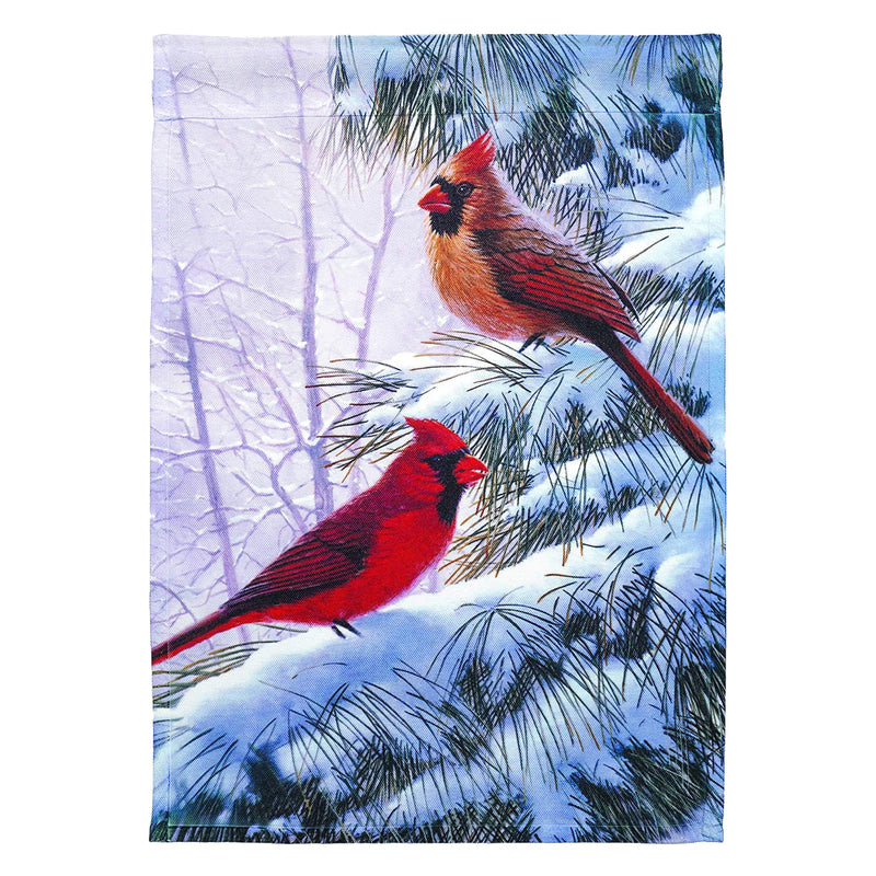 Magnolia Garden Winter Song Birds Cool Cardinal 29 x 42 Large Double Applique Outdoor Christmas House Flag