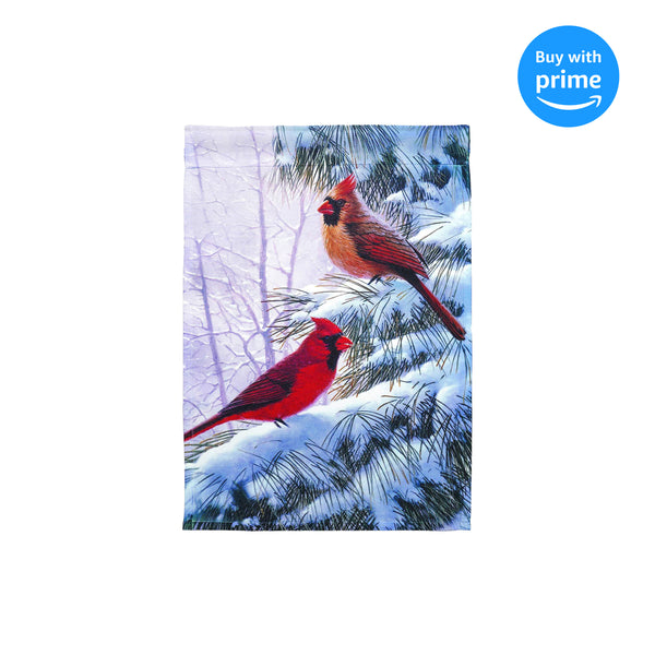 Magnolia Garden Winter Song Birds Cool Cardinal 29 x 42 Large Double Applique Outdoor Christmas House Flag