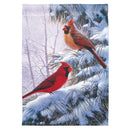 Magnolia Garden Winter Song Birds Cool Cardinal 13 x 18 Small Double Applique Outdoor Holiday House Flag