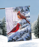 Magnolia Garden Winter Song Birds Cool Cardinal 13 x 18 Small Double Applique Outdoor Holiday House Flag