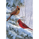 Magnolia Garden Winter Song Birds Cool Cardinal 13 x 18 Small Double Applique Outdoor Holiday House Flag