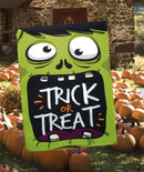 Magnolia Garden Trick Or Treat Green Monster 13 x 18 Small Double Applique Outdoor Halloween House Flag