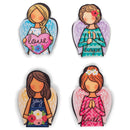 Love Hope Faith Joy Angel Pink 4 inch Vinyl Magnetic Bookmark 4 Piece Set