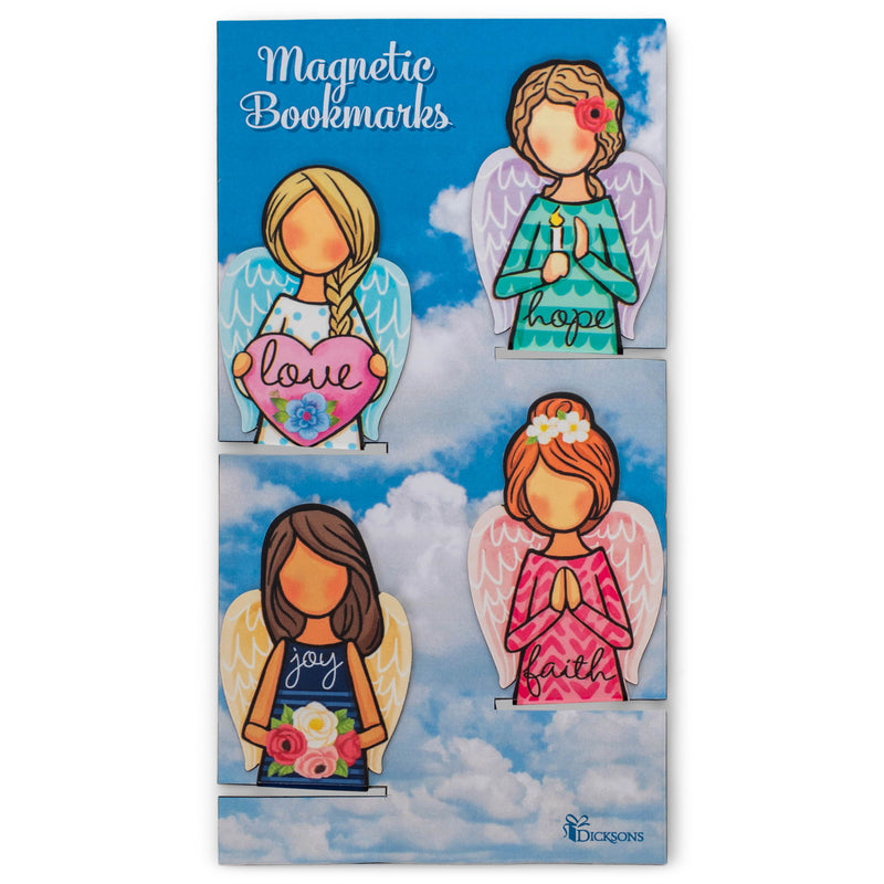 Love Hope Faith Joy Angel Pink 4 inch Vinyl Magnetic Bookmark 4 Piece Set
