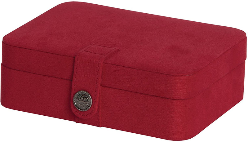 Mele & Co. Giana Plush Fabric Jewelry Box with Lift Out Tray (Red)