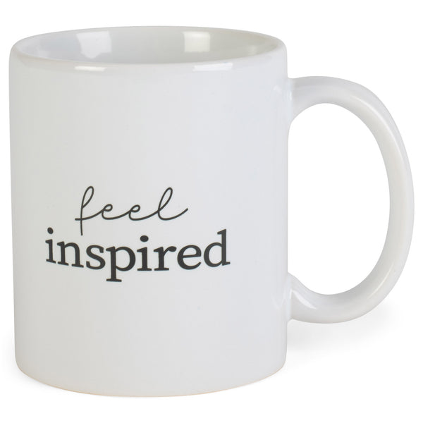 Feel Inspired Black White 11 ounce Ceramic Novelty CafŽ Coffee Tea Cup Mug