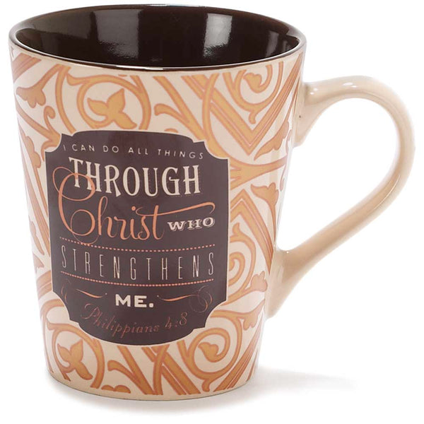 Can Do all Things Through Christ Filigree 11 Ounce Metallic Stoneware Coffee Mug