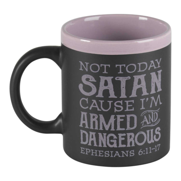 Dicksons Not Today Satan, I'm Armed Black with Lavender 11 Ounce Ceramic Coffee Mug