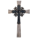 Dicksons Antiqued Intricate Double Layer 15 Inch Wood and Metal Decorative Hanging Wall Cross