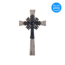 Dicksons Antiqued Intricate Double Layer 15 Inch Wood and Metal Decorative Hanging Wall Cross