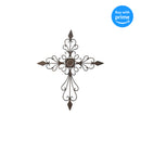 Cross Filigree Tapered Antiqued Brown 20 Inch Metal Decorative Hanging Wall