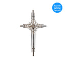 Weathered Whitewash Flower Cross 9 x 16 Metal Decorative Wall Tabletop Cross Figurine