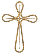 Weathered Goldtone Loop Cross 10 x 15 Metal Decorative Wall Tabletop Cross Figurine