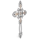 Brushed Bronze Tone Fleur De Lis 26 x 16 Metal Decorative Hanging Wall Cross