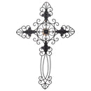 Brushed Bronze Tone Fleur De Lis 26 x 16 Metal Decorative Hanging Wall Cross