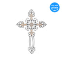 Brushed Bronze Tone Fleur De Lis 26 x 16 Metal Decorative Hanging Wall Cross